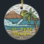 St Pete Beach Florida Vintag Keramik Ornament<br><div class="desc">St Pete Beach Handgezeichnete Abbildung mit Bergen und Meereswellen im Hintergrund. Ideal für alle,  die Lieben St Pete Beach zu besuchen.</div>