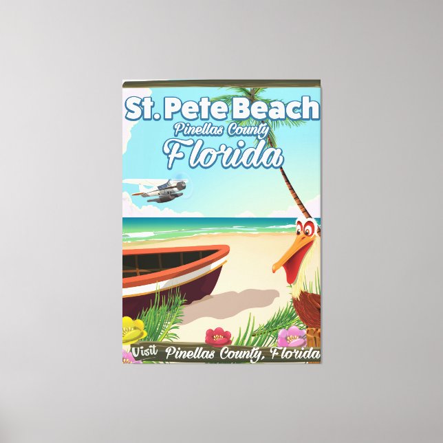 St Pete Beach Florida Vintage Reiseplakat Leinwanddruck (Vorderseite)