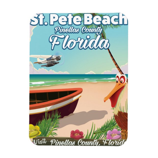 St Pete Beach Florida Vintage Reiseplakat Magnet (Vertikal)