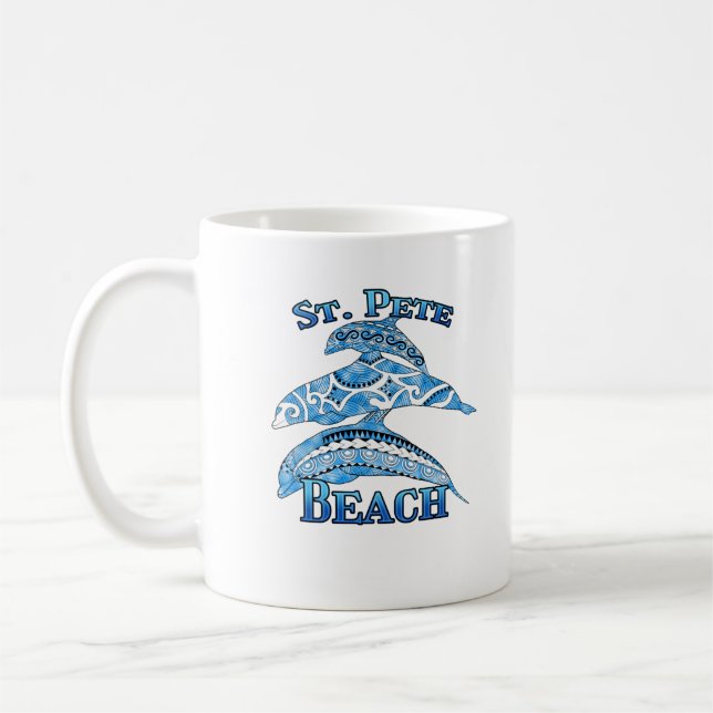 St. Pete Florida Beach Vacation Tribal Dolphins Kaffeetasse (Links)
