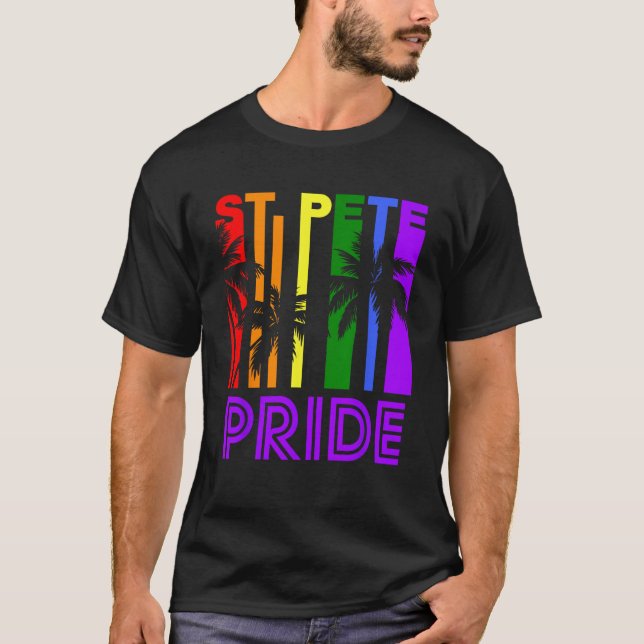 St Pete Pride Gay Pride LGBTQ Rainbow Palmen T T-Shirt (Vorderseite)