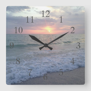 St. Pete Sunset Clock Quadratische Wanduhr