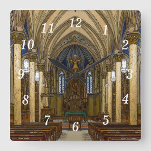 St. Peter Katholische Kirche Painterly Quadratische Wanduhr