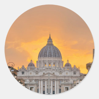 St. Peter's Basilica at Sunset, Vatican City Runder Aufkleber