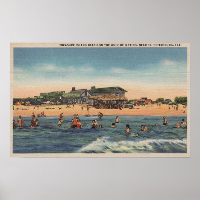 St. Petersburg, FL - Aussicht auf die Schatzinsel Poster (Vorne)