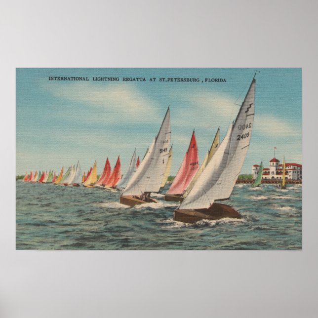 St. Petersburg, FL - Sicht auf die Blitzregatta Poster (Vorne)