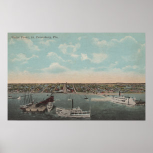St. Petersburg, FL - Wasserfront mit Aussicht auf Poster