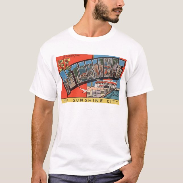 St. Petersburg, Florida - große Buchstabe-Szenen T-Shirt (Vorderseite)
