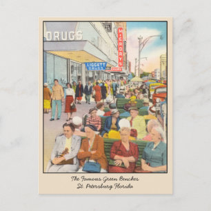 St. Petersburg Florida Grüne Bänke Postkarte