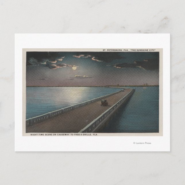 St. Petersburg, Florida - nächtliche Sicht auf Postkarte (Vorderseite)