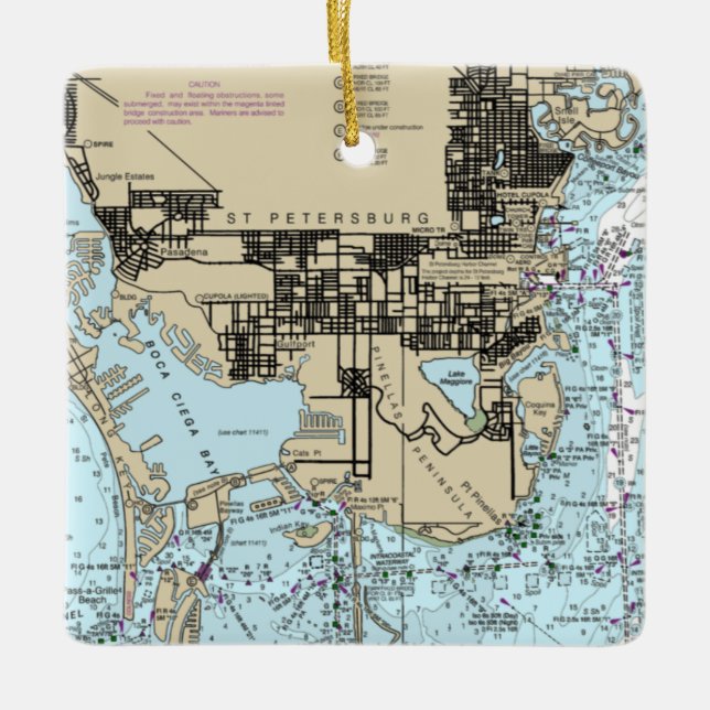 St. Petersburg Florida Nautical Chart Keramikornament (Vorderseite)