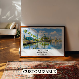 St. Petersburg Florida Poster, Aquarell, Maßanfert Poster