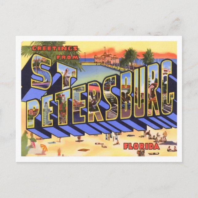St. Petersburg, Florida Vintag Big Letters Postkarte (Vorderseite)