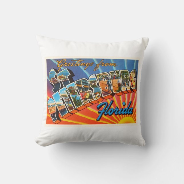 St Petersburg Florida Vintage Reise-Andenken Kissen (Vorderseite)