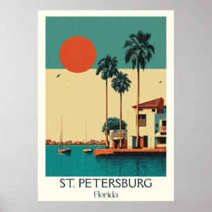 St. Petersburg Florida Vintage Skyline Reisen Kuns Poster