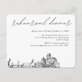 St. Petersburg Hochzeit Elegantes Probe Dinner Begleitkarte