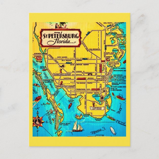 St. Petersburg  Map Vintage Postcard Postkarte (Vorderseite)