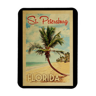 St. Petersburg Palm Tree Vintage Travel Magnet