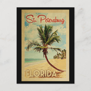 St. Petersburg Palm Tree Vintage Travel Postkarte