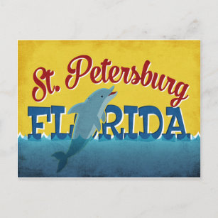 St. Petersburg Postcard FL Dolphin Retro Vintag Postkarte