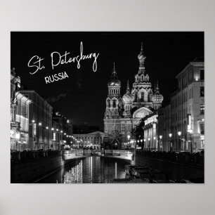 St. Petersburg Russland Schwarz-Weiß-Fotografie Poster