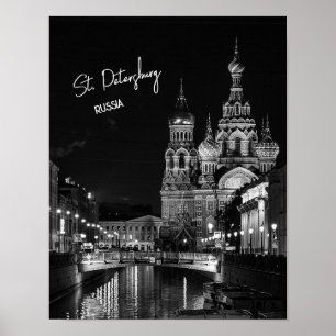 St. Petersburg Russland Schwarz-Weiß-Fotografie Poster
