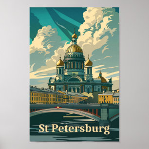 St. Petersburg Russland Vintage Reise Illustration Poster