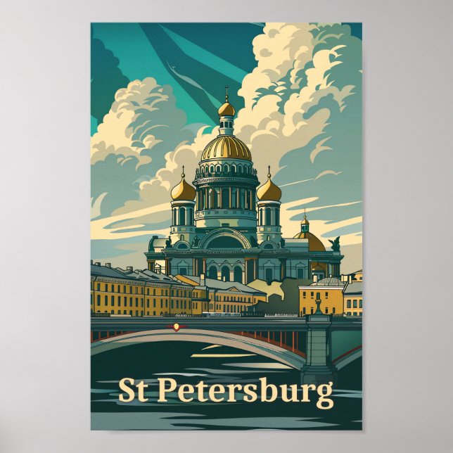 St. Petersburg Russland Vintage Reise Illustration Poster (Vorne)