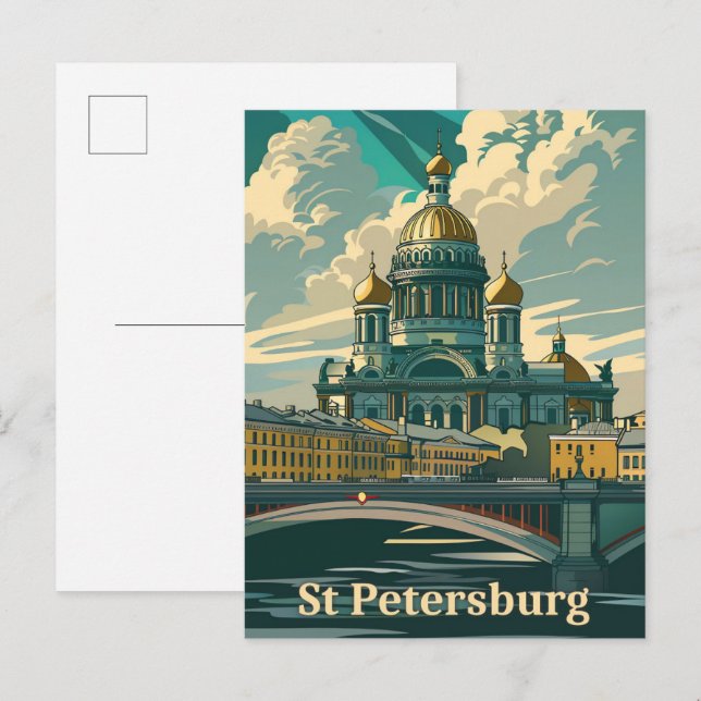 St. Petersburg Russland Vintage Reise Illustration Postkarte (Vorne/Hinten)