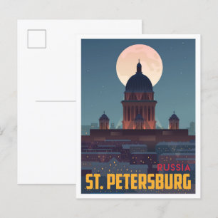 St. Petersburg Russland Vintage-Reiseillustration Postkarte