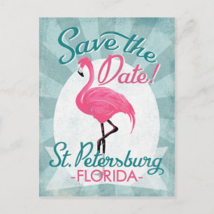 St. Petersburg Save the Date Pink Flamingo Ankündigungspostkarte