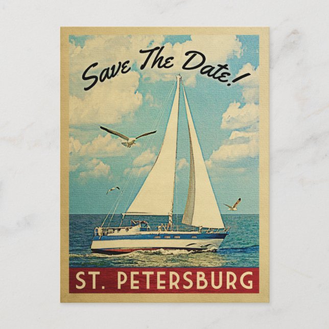 St. Petersburg Save the Date Sailboat Nautical Ankündigungspostkarte (Vorderseite)