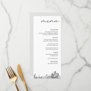 St. Petersburg Skyline Modern Wedding Dinner Menu Menükarte