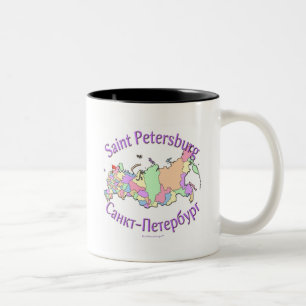 St. Petersburg-Stadt-Russland-Karte Zweifarbige Tasse