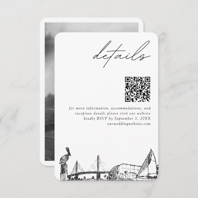 St. Petersburg Wedding Modern Details QR Code Begleitkarte (Vorne/Hinten)