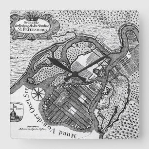 St- Petersburgplan Quadratische Wanduhr