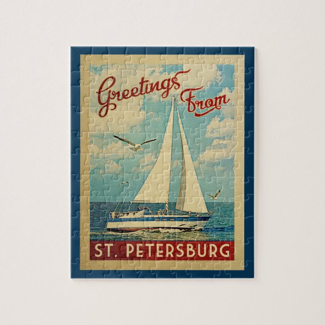 St- Petersburgsegelboot-Vintage Reise Florida Puzzle (Vertikal)