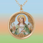 St. Philomena (BK 005) Vergoldete Kette<br><div class="desc">Image Credit (BK 005): Antiquitätenbild von St. Philomena aus einem chromolithographischen Wandbild aus dem späten 19. und frühen 20. Jahrhundert,  ursprünglich von B. Kühlen,  Mönchengladbach,  Deutschland,  aus der privaten Sammlung religiöser Ephemeriden des Designers herausgegeben.   Fest: August 11</div>