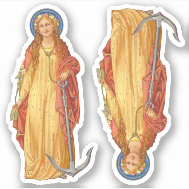 St. Philomena mit Anchor Custom-Cut Vinyl Sticker (Vorderseite)