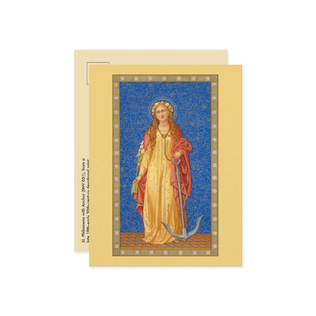 St. Philomena mit Anker (SNV 051) Postkarte (Vorderseite/Rückseite Beispiel)