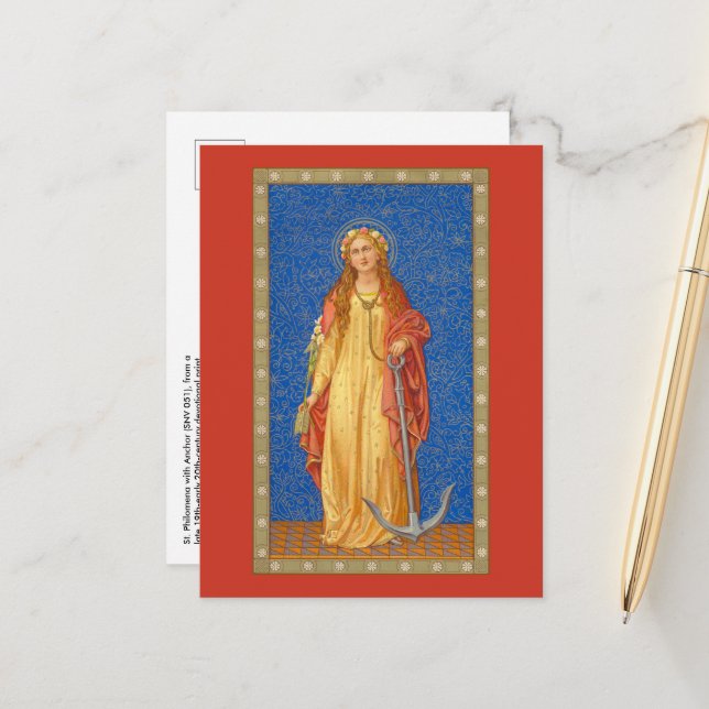 St. Philomena mit Anker (SNV 051) Postkarte (Vorderseite/Rückseite Beispiel)
