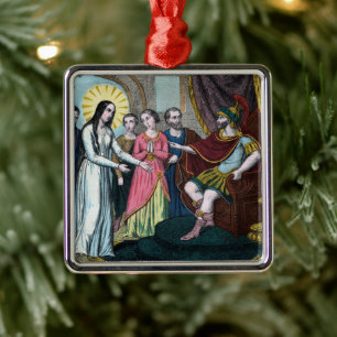St. Philomena wird vor Kaiser Diokletian getestet Ornament Aus Metall
