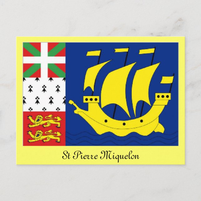 St. Pierre Miquelon-Flagge Postkarte (Vorderseite)