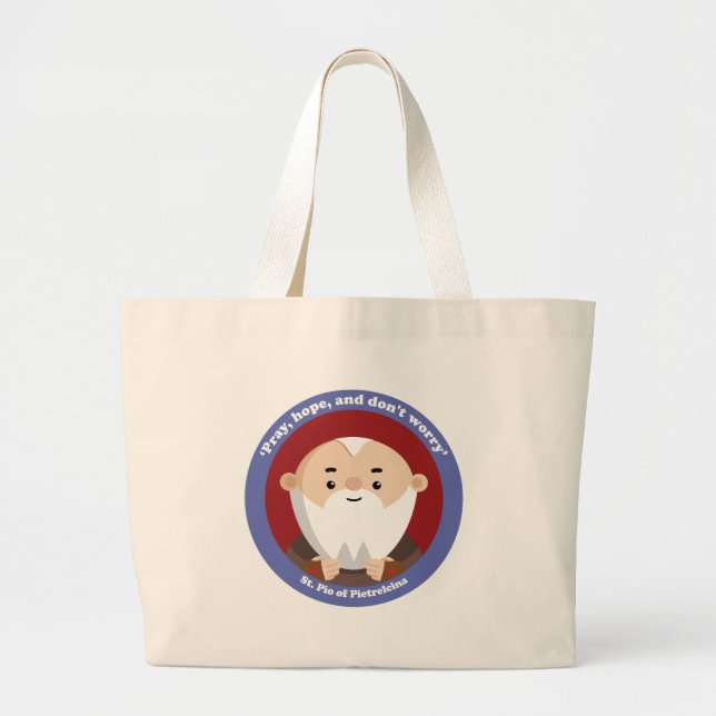 St. Pio von Pietrelcina Jumbo Stoffbeutel (Vorne)