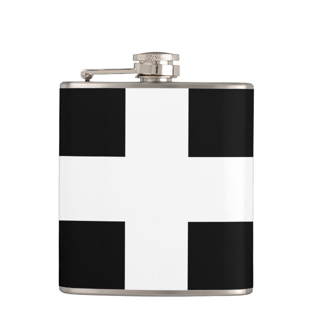 St. Piran-Flagge / Flagge von Cornwall Flachmann (Vorderseite)