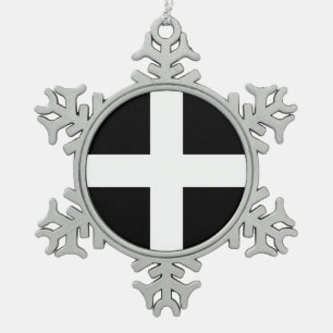 St. Piran-Flagge / Flagge von Cornwall Schneeflocken Zinn-Ornament