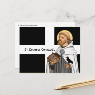 St. Piran von Cornwall (SAE 01) und sein Flaggenma Postkarte