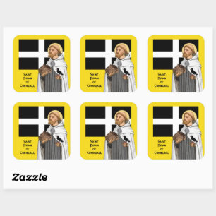 St. Piran von Cornwall (SAE 01) und seine Flagge Quadratischer Aufkleber