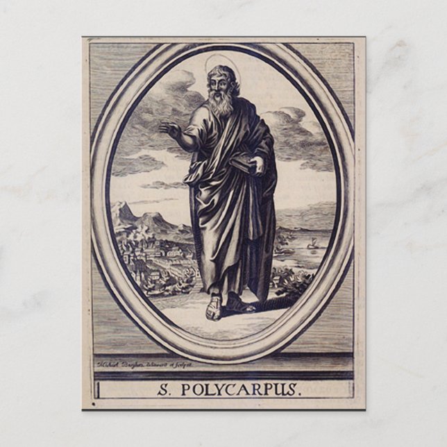 St. Polycarp Smyrna Martyr und Kirchenvater Postkarte (Vorderseite)