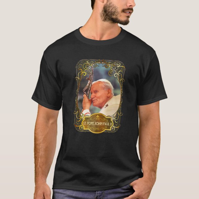 St Pope John Paul II Kreuzung katholische Saint Po T-Shirt (Vorderseite)